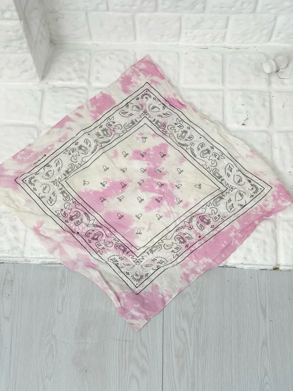 ✿ Hand-Dyed Pink Tie-Dye Paisley Bandana